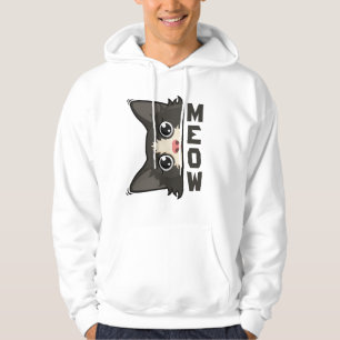 Meow Funny Tuxedo Cat is watching Pun Hoodie