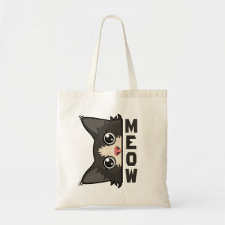 Meow Funny Tuxedo Cat is watching Pun Tote Bag