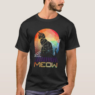 Meow Futuristic Faceted Black Cat Kitten Owner Pet T-Shirt