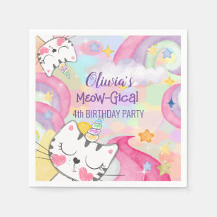 Meow-gical caticorn birthday paper napkin