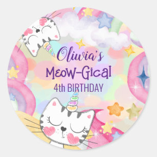 Meow-gical caticorn birthday sticker