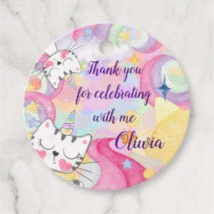Meow-gical caticorn birthday Thank you Favor Tag