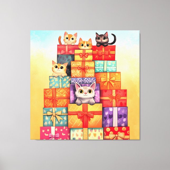 Meow Gift Birthday Tower Canvas Print (Front)