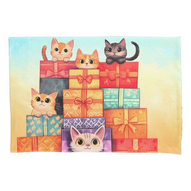 Meow Gift Birthday Tower Pillowcase (Front)