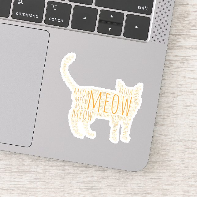 MEOW Ginger Cat Custom-Cut Vinyl Sticker (Detail)