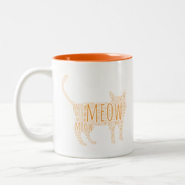 MEOW Ginger Cat Two-Tone Coffee Mug (Left)