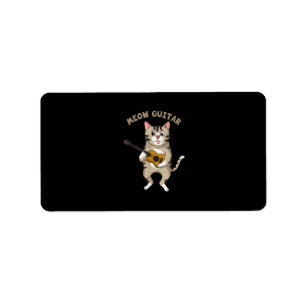 Meow Guitar Cute Cat Playing Guitar Funny Kitties Label