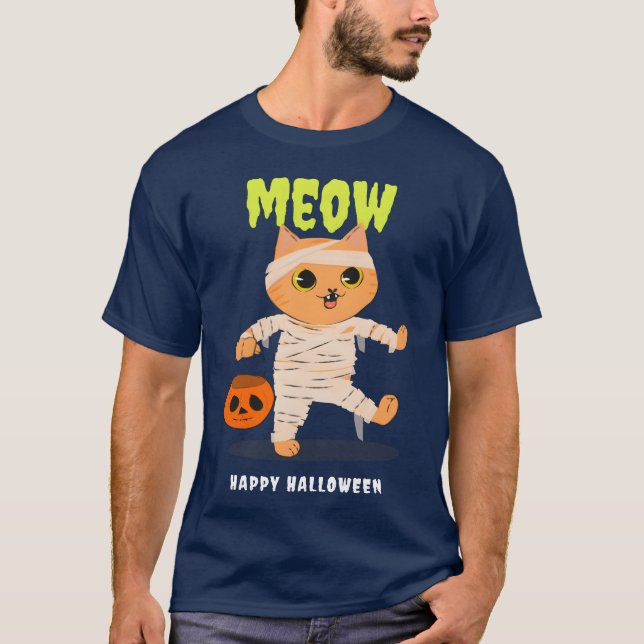 Meow Happy Halloween gift T-Shirt (Front)