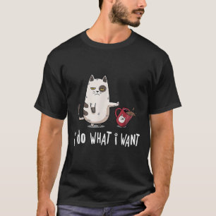 Meow I Do What I Want Vintage Black Cat Red Cup Fu T-Shirt