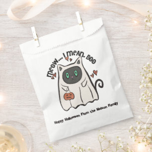 Meow I Mean Boo Cat Ghost Happy Halloween Favour Bag