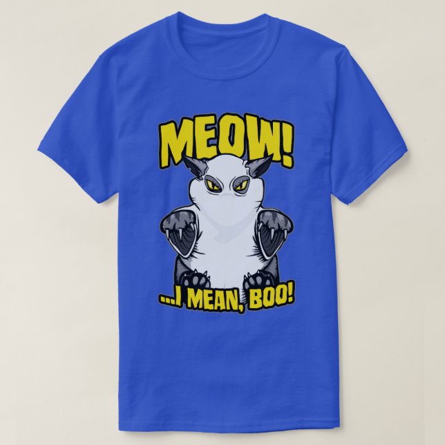 Meow I Mean Boo Funny Ghost Cat Halloween T-Shirt (Design Front)