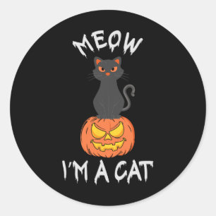 Meow I'm A Cat Cute Halloween Costume For Men Wome Classic Round Sticker