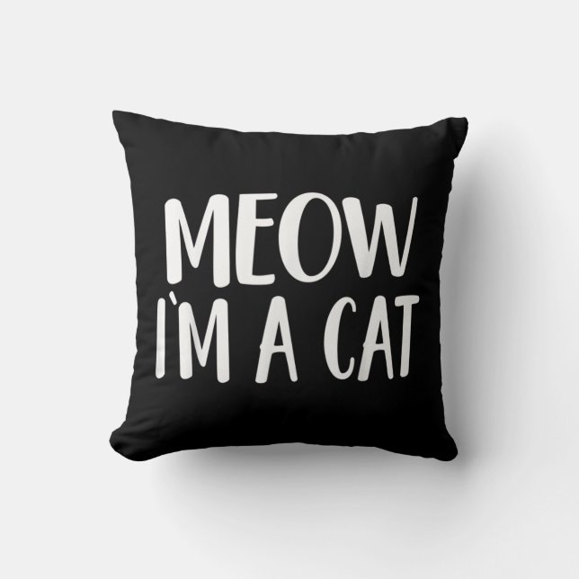 Meow I'm A Cat Halloween Throw Pillow (Front)