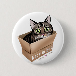 Meow in box 2 inch round button