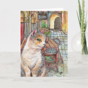 Meow in Front of Bistro Card