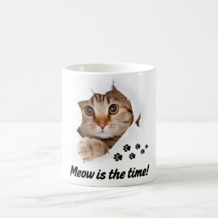 Meow Is the Time – Cute Cat  Coffee Mug