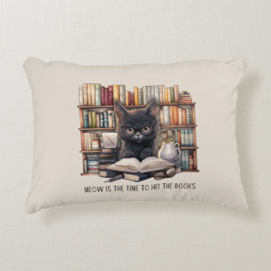 Meow Is The Time To Hit The Books Accent Pillow