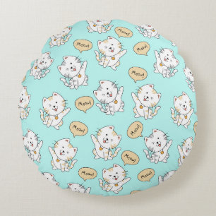 Meow Kittens Pattern – Cute Cat Round Pillow