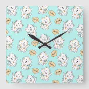 Meow Kittens Pattern – Cute Cat Wall Clock