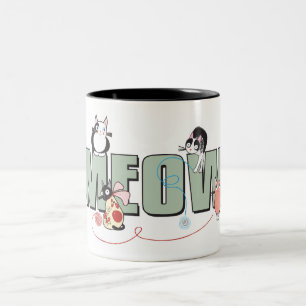 MEOW Kitty Cat 11 oz Two-Tone Mug