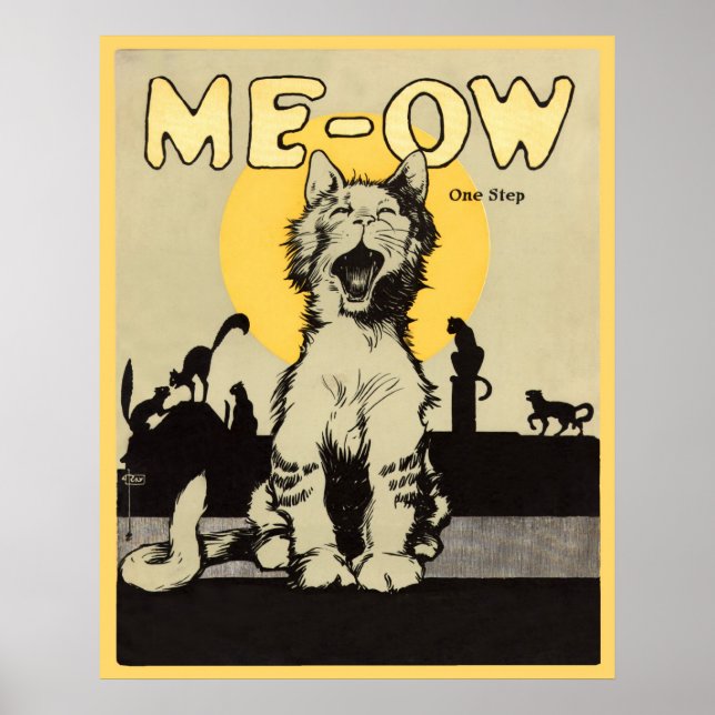 Meow Kitty Chat Chats Poster vintage (Devant)