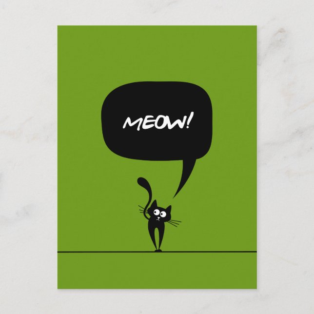 meow kitty green 1 Carte postale (Devant)