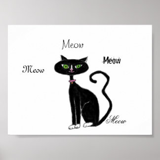 Meow Kitty Retro Poster