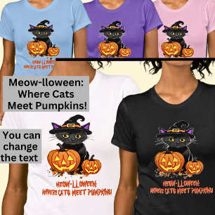 MEOW-LLOWEEN Cats Meet Pumpkins T-Shirt