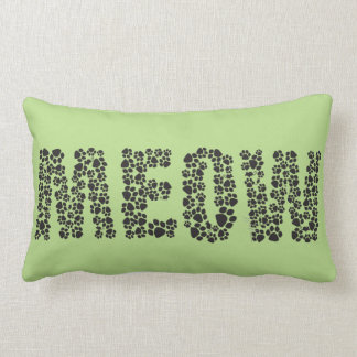 Meow/Love Paw Print Lumbar Pillow