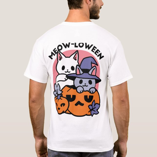 Meow-Loween - Cute Halloween Cat Design T-Shirt (Back)