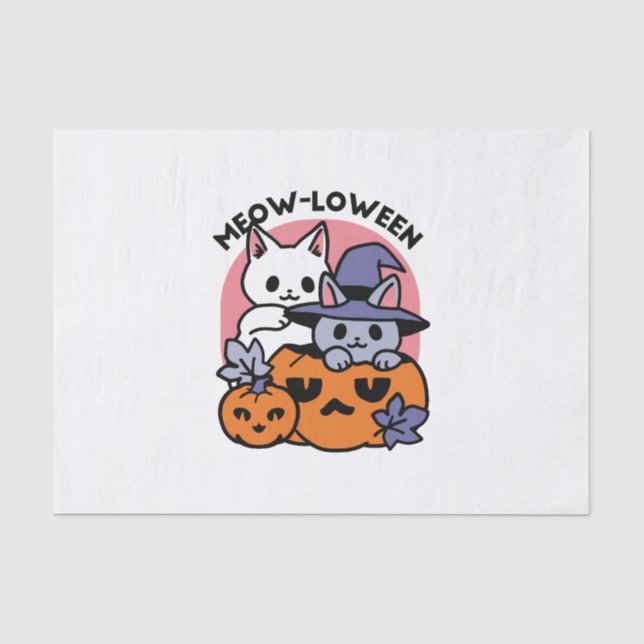 Meow-Loween - Cute Halloween Cat Design Tissue Paper (Front)