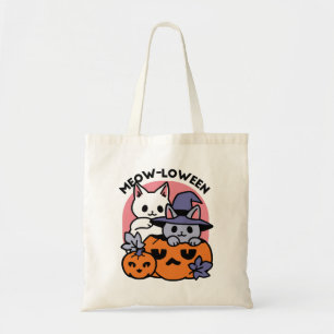 Meow-Loween - Cute Halloween Cat Design Tote Bag