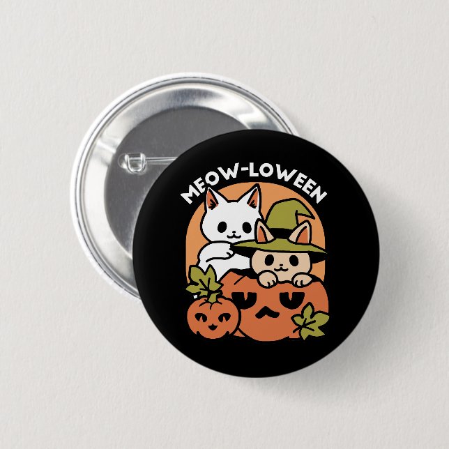 Meow-Loween - Festive Halloween Cat Design 2 Inch Round Button (Front & Back)