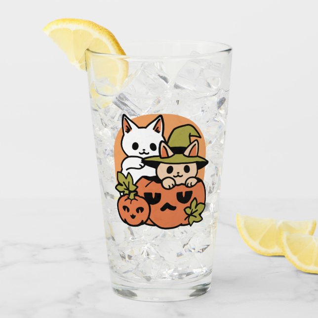 Meow-Loween - Festive Halloween Cat Design Glass (Front Ice)