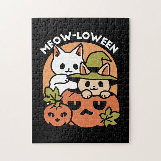 Meow-Loween - Festive Halloween Cat Design Jigsaw Puzzle (Vertical)