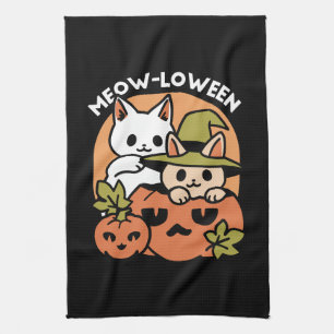 Meow-Loween - Festive Halloween Cat Design Kitchen Towel