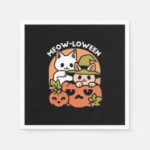 Meow-Loween - Festive Halloween Cat Design Napkin