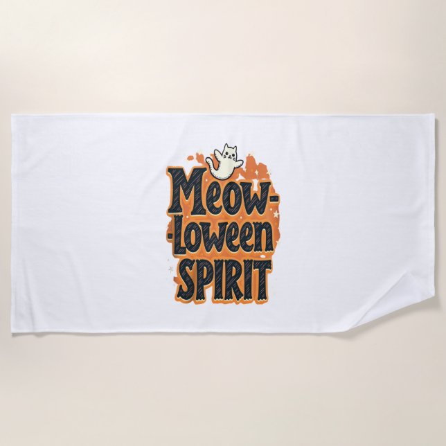 Meow-loween Spirit Cat Beach Towel (Front)
