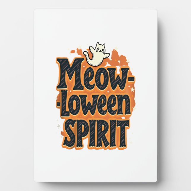 Meow-loween Spirit Cat Plaque (Front)