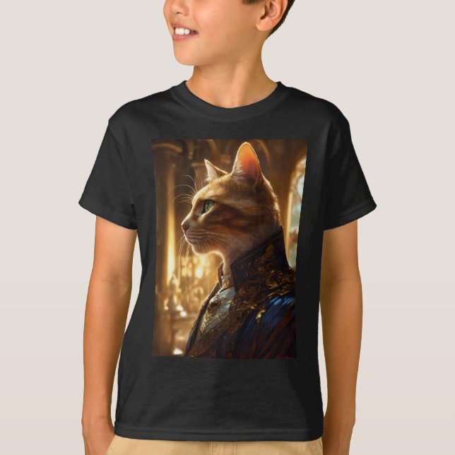 "Meow Majesty: Cat King 3D Print Adventure" T-Shirt (Front)