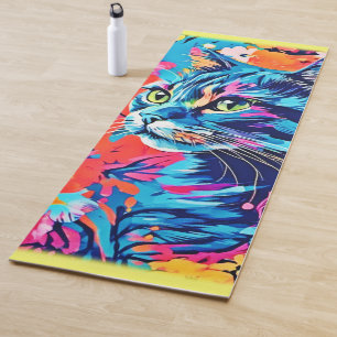Meow Masterpieces: Optimal Cat Paint Art Yoga Mat