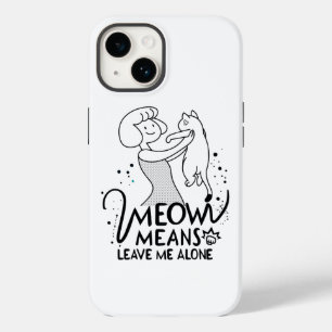 Meow Means Leave Me Alone - Aesthetic Funny Cat Case-Mate iPhone 14 Case