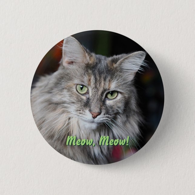 Meow Meow Cat Portrait 2 Inch Round Button (Front)