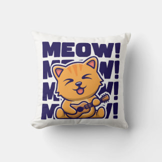 Meow meow meow meow throw pillow