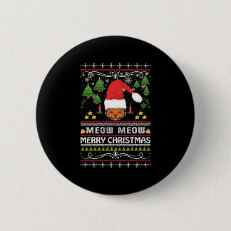 Meow Meow Ugly Christmas Sweater 2 Inch Round Button