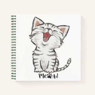 Meow mignon Gris Chat Kitten Carnet souriant