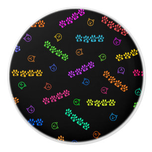 Meow Paw Prints Ceramic Knob