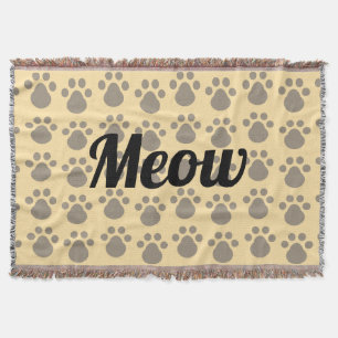 Meow, Paw Prints Throw Blanket
