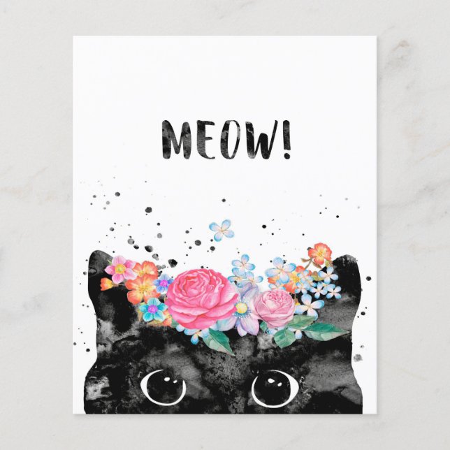 Meow Peeking Cat, Kitten Cat Lover Gift Idea Flyer (Front)