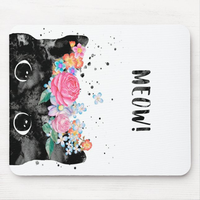 Meow Peeking Cat, Kitten Cat Lover Gift Idea Mouse Pad (Front)